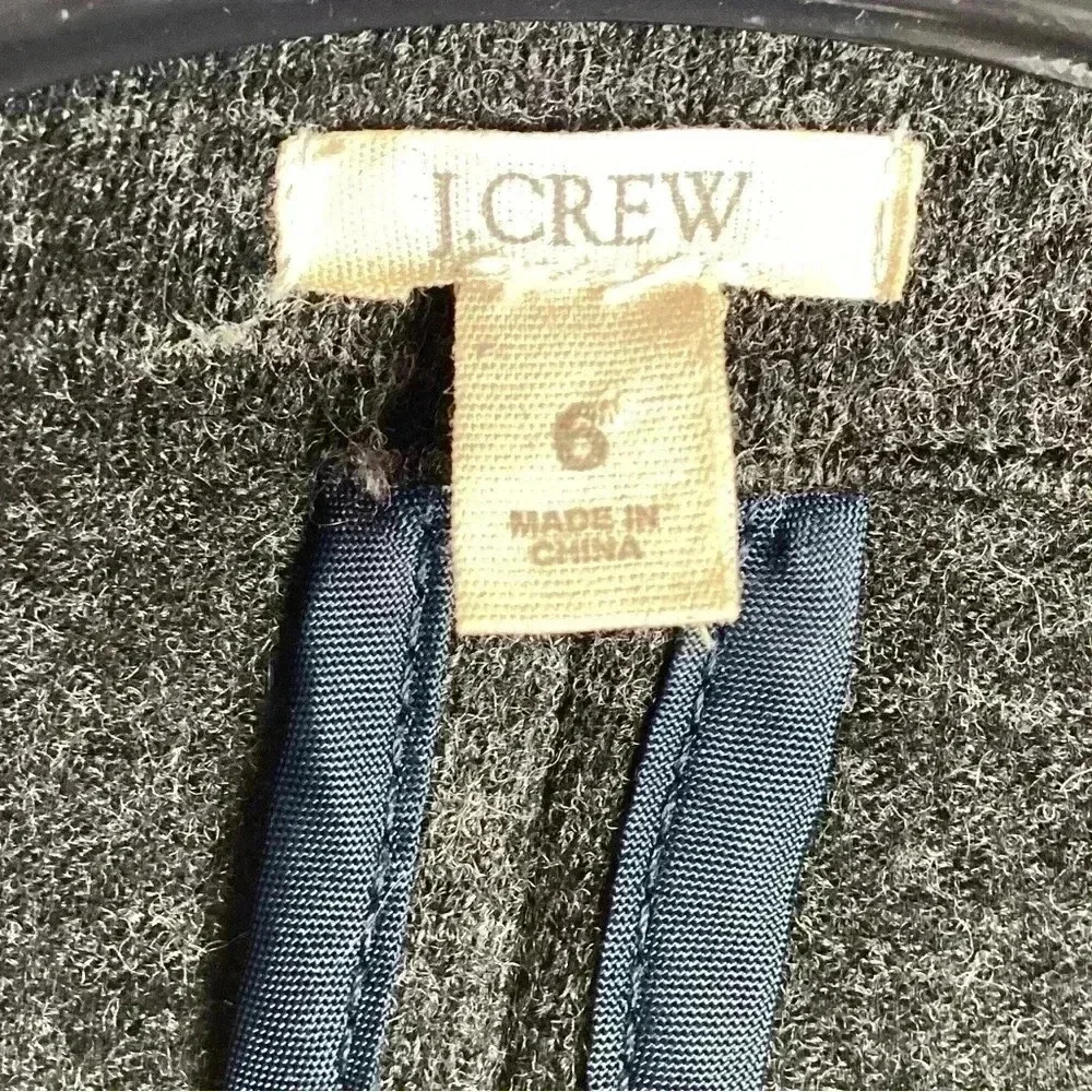 J. Crew NWOT 6 Dark Charcoal Gray 100% Wool Women's Button Front Blazer Size